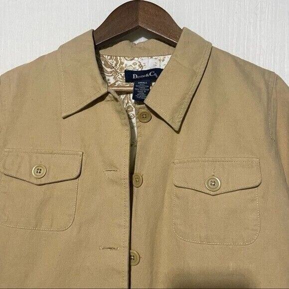 Denim & Co. · Small · Utility Jacket · Khaki with Floral-Print Interior - Picture 4 of 7